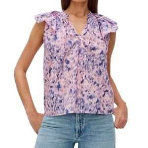 Rails Karysa Pink Ikat Ruffle Sleeve Top Small NWT Boho Cottagecore Blouse